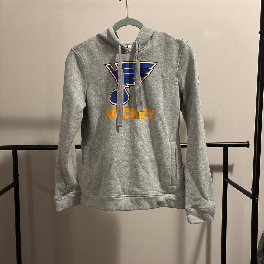 Adidas St Louis Blues Mens GREY Fleece Hoodie Hoodie - 14859352